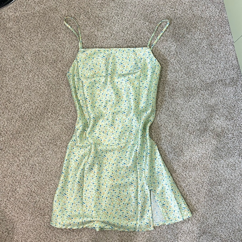 Princess Polly green floral mini dress